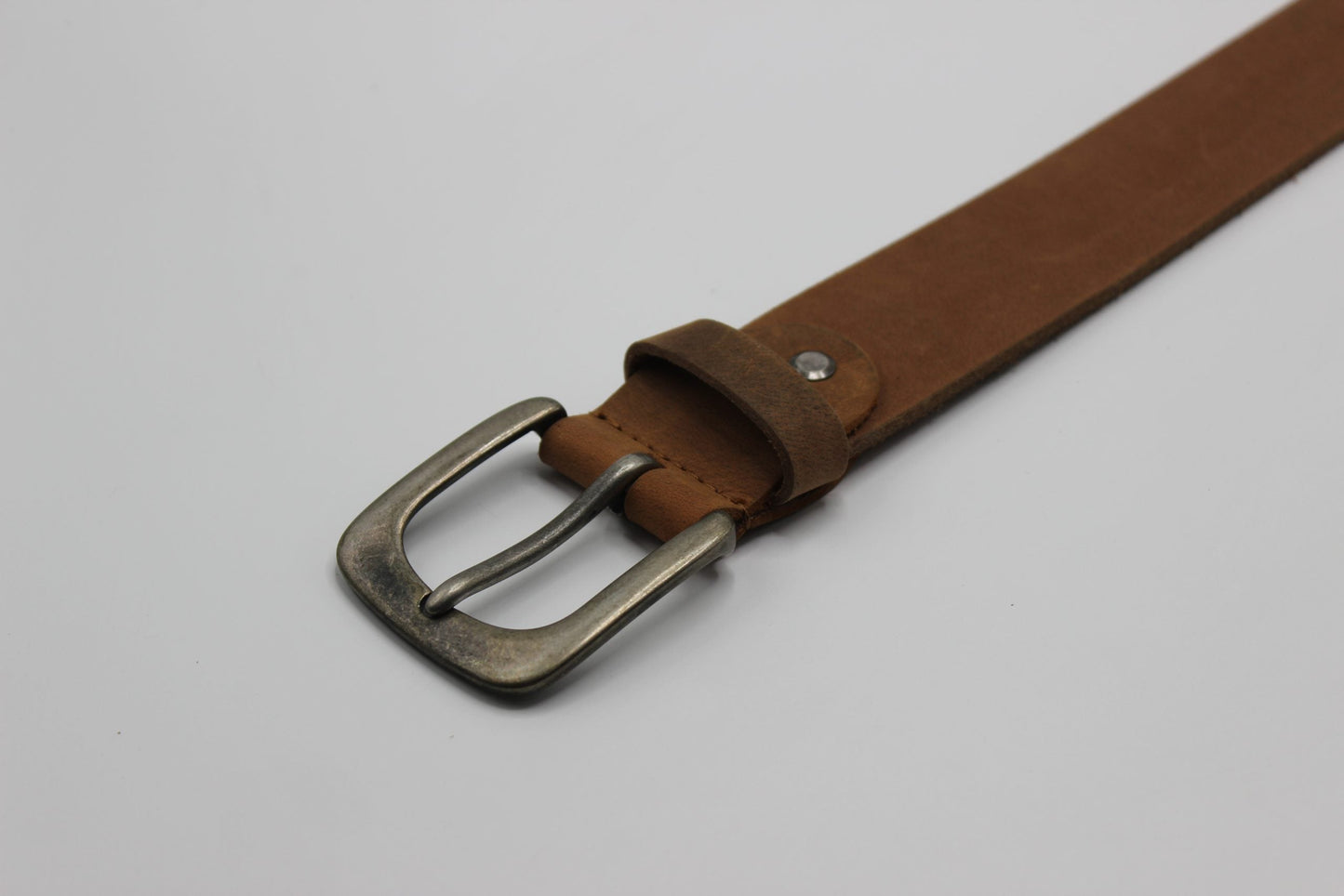 Beltenza Tan Leather Belt with Rounded Buckle