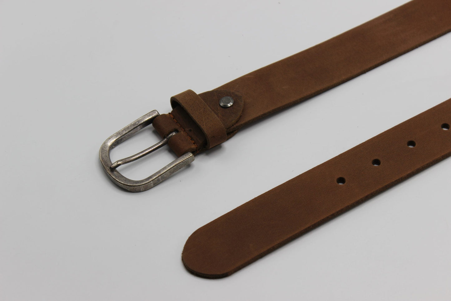 Beltenza Tan Leather Belt with Antique Silver Buckle