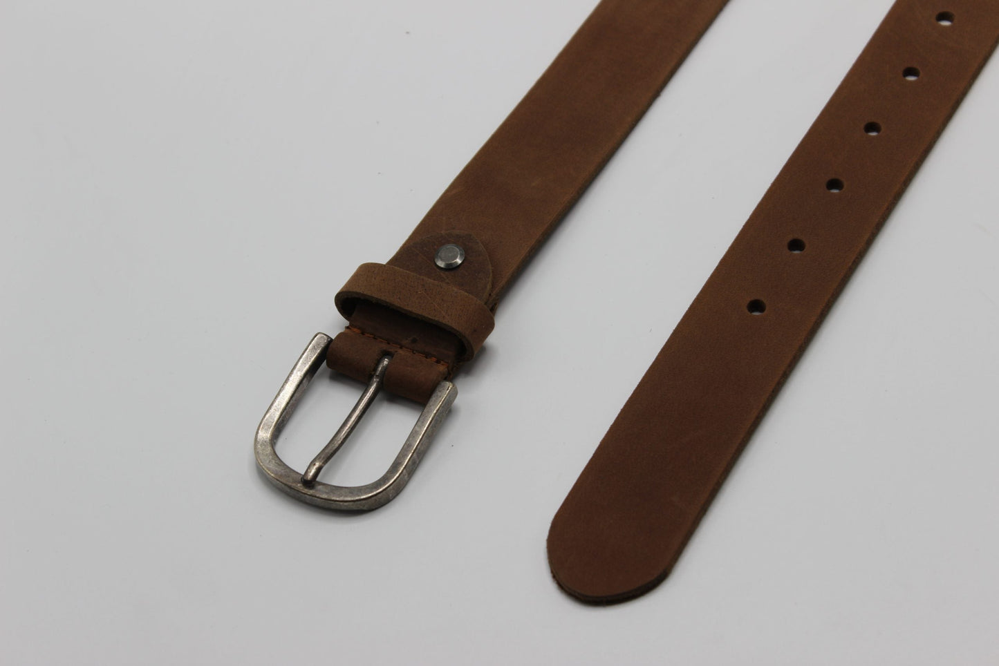 Beltenza Tan Leather Belt with Antique Silver Buckle
