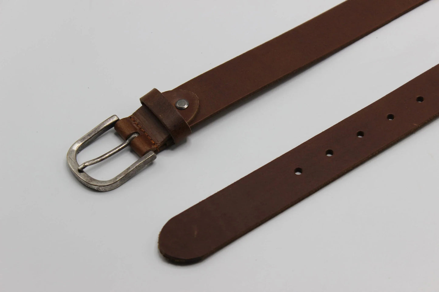 Beltenza Brown Leather Belt with Antique Silver Buckle
