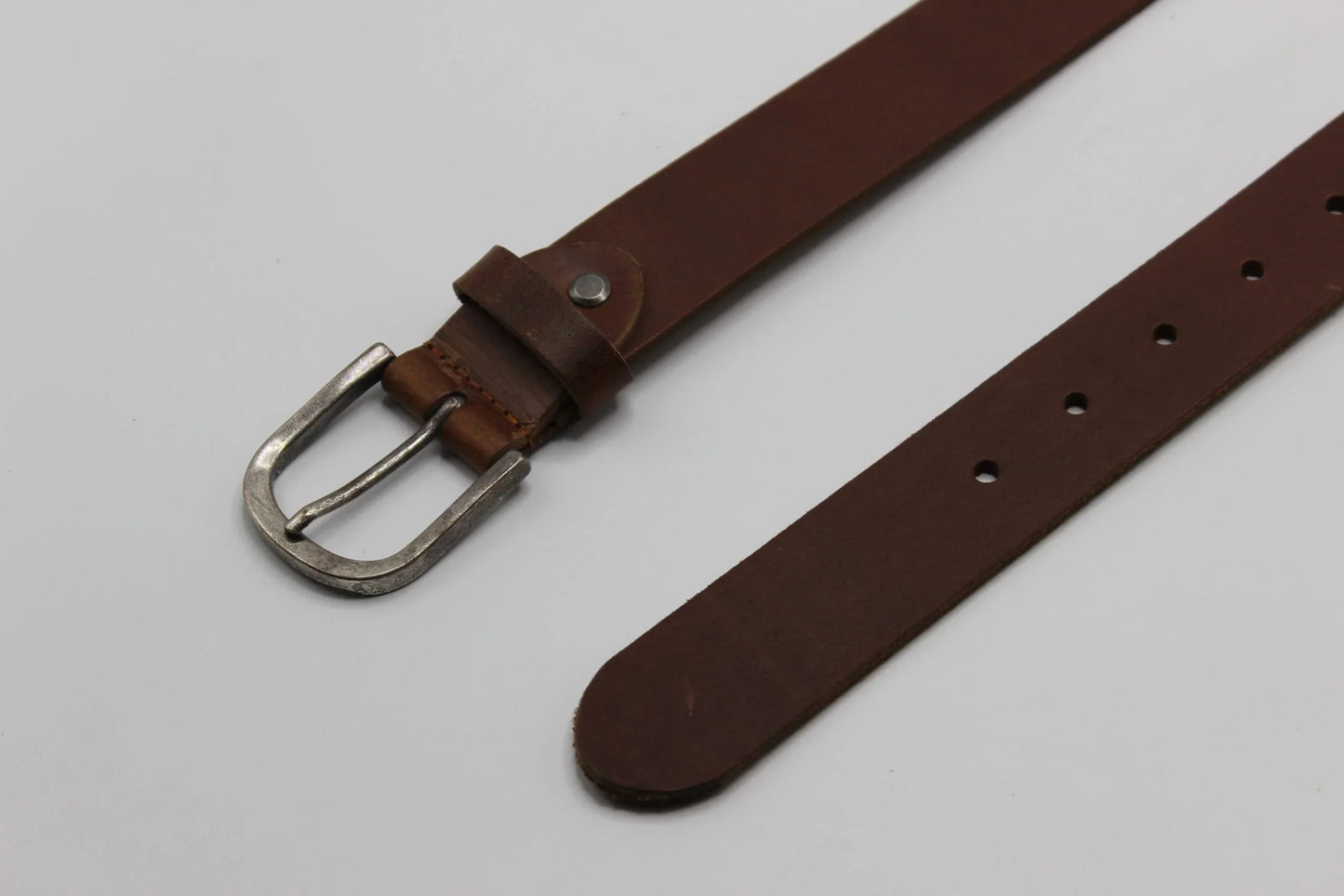 Beltenza Brown Leather Belt with Antique Silver Buckle