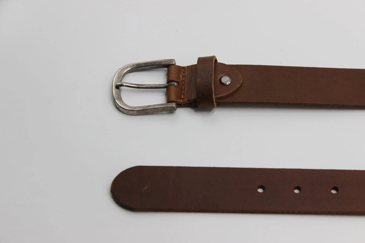 Beltenza Brown Leather Belt with Antique Silver Buckle
