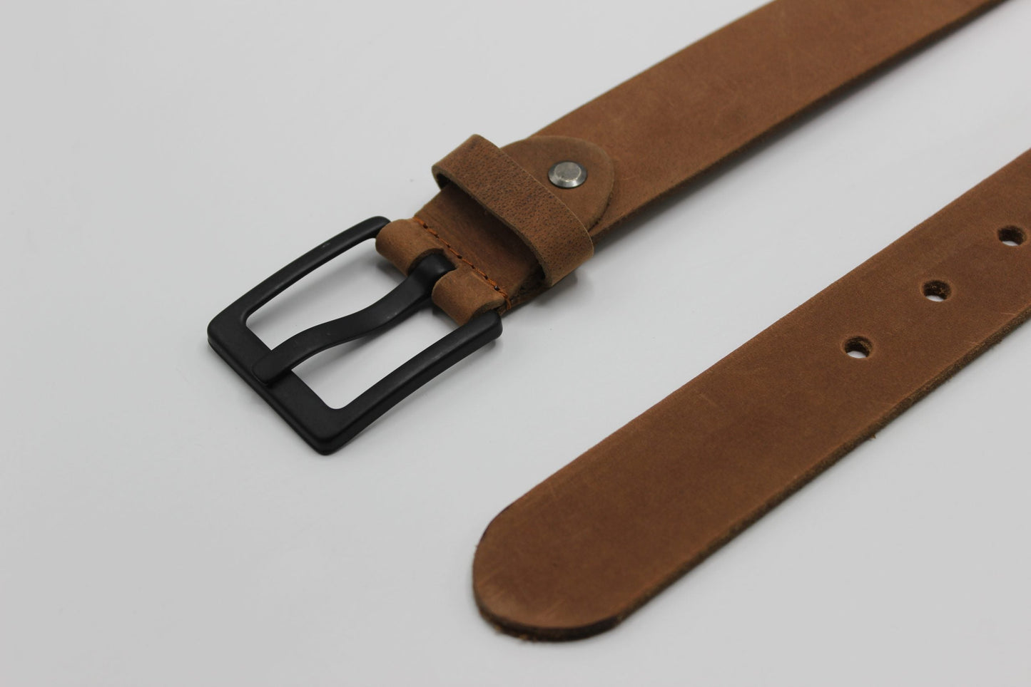 Beltenza Tan Leather Belt with Matt Black Buckle