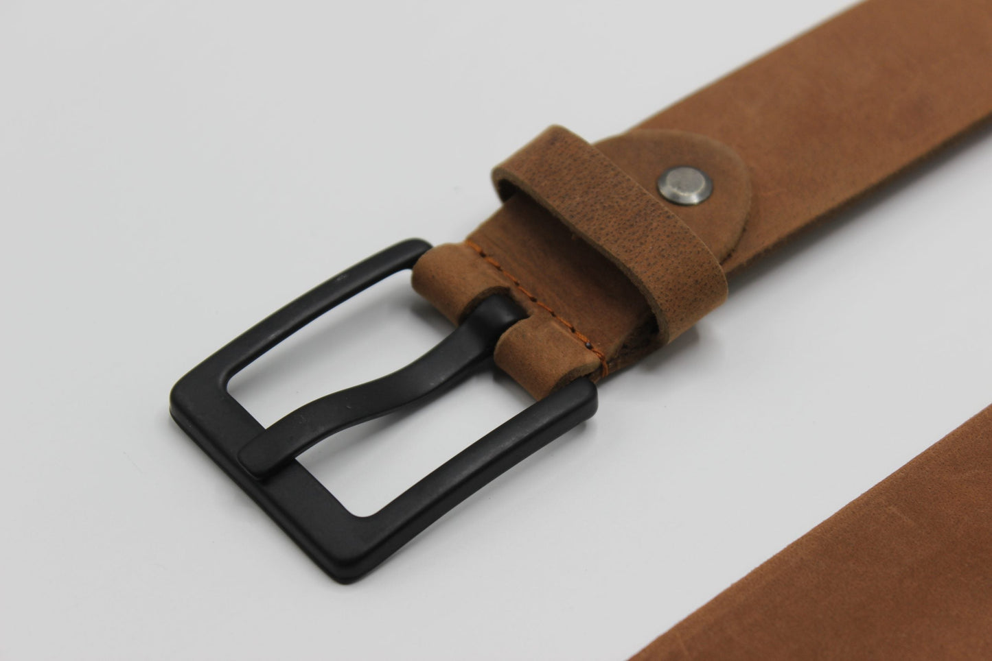 Beltenza Tan Leather Belt with Matt Black Buckle